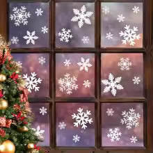 Christmas Decoration Snowflake Window Clings Glueless PVC Wall Stickers for Windows Glass for Christmas New Year Winter Party