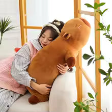 Kawaii Capybara Plush Toy Stuffed Capibara Fluffy Doll Long Sleep Soft Pillow Sofa Cushion Nap Sleeping Toys for School  Xmas
