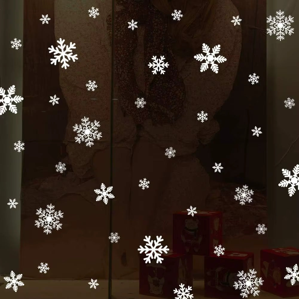 Christmas Decoration Snowflake Window Clings Glueless PVC Wall Stickers for Windows Glass for Christmas New Year Winter Party