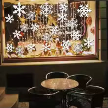 Christmas Decoration Snowflake Window Clings Glueless PVC Wall Stickers for Windows Glass for Christmas New Year Winter Party